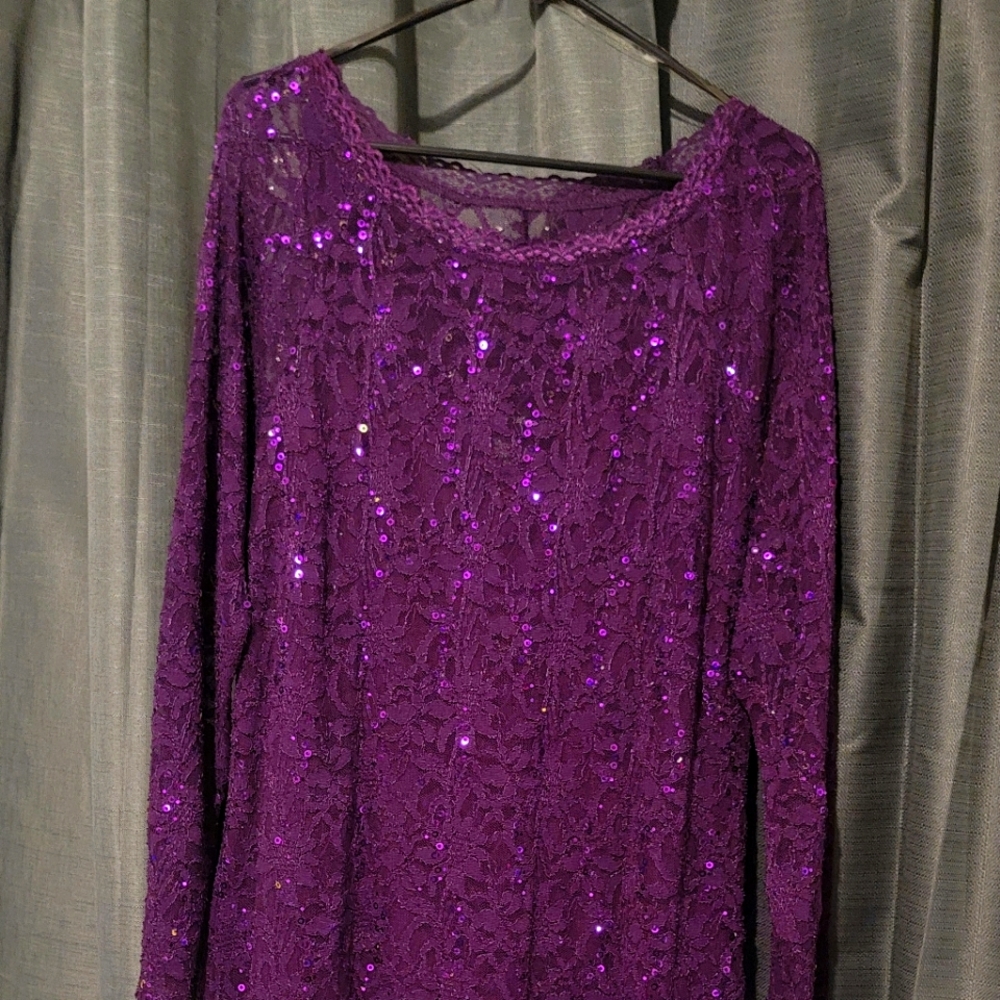 Purple Sequin and Lace Dress